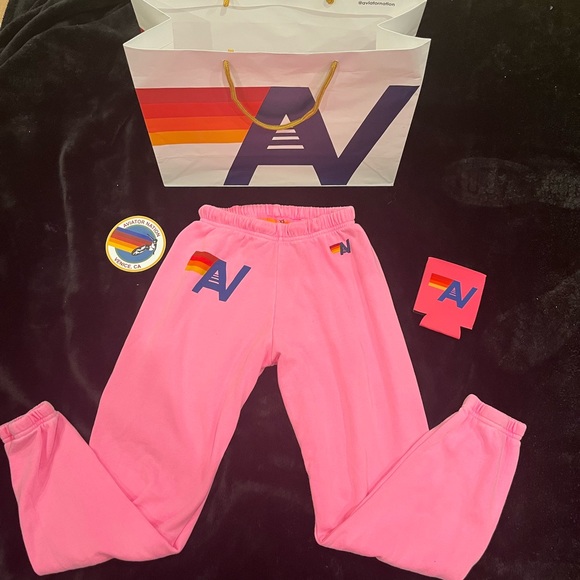 Aviator Nation Pants - - NWT Women’s Aviator Nation Sweatpants - Neon Pink Size Extra Small